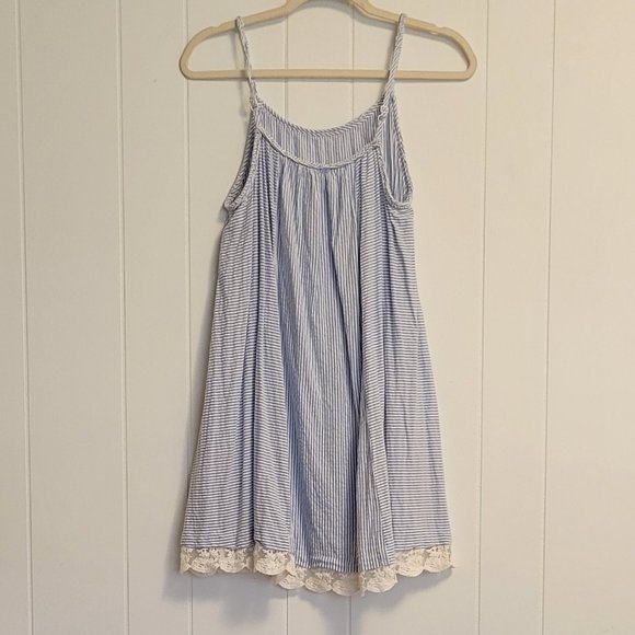 ❣️HP❣️Red Camel cotton seersucker adjustable straps & lace sundress sz:S - Picture 6 of 6
